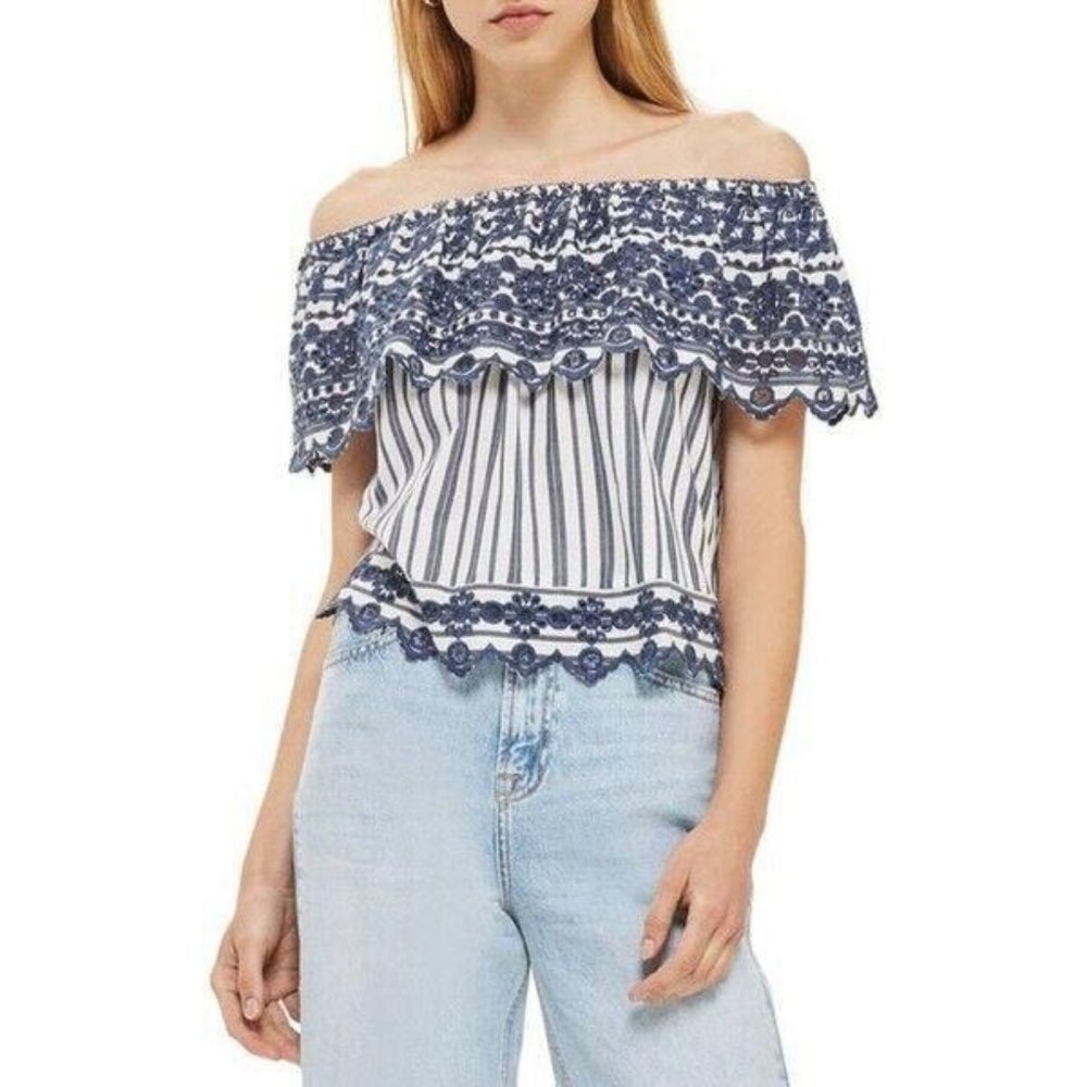 Topshop Top Women's US Sz 10 Broderie